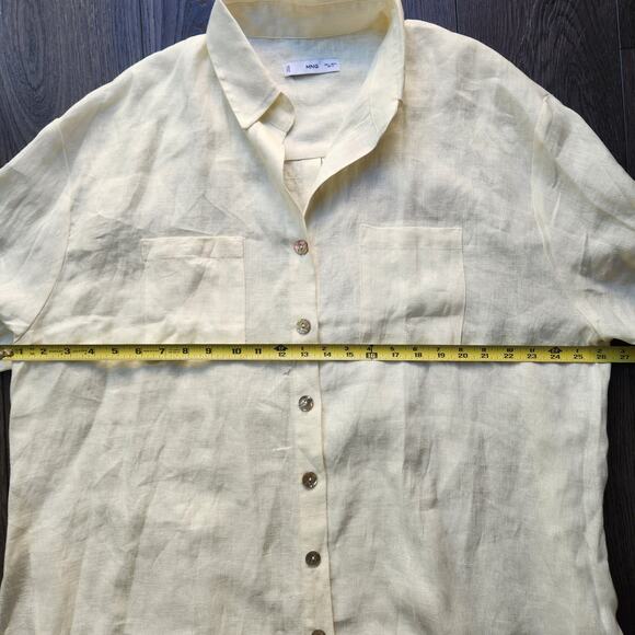 MNG Mango Longline Linen Button-Up Shirt, large - Picture 6 of 9